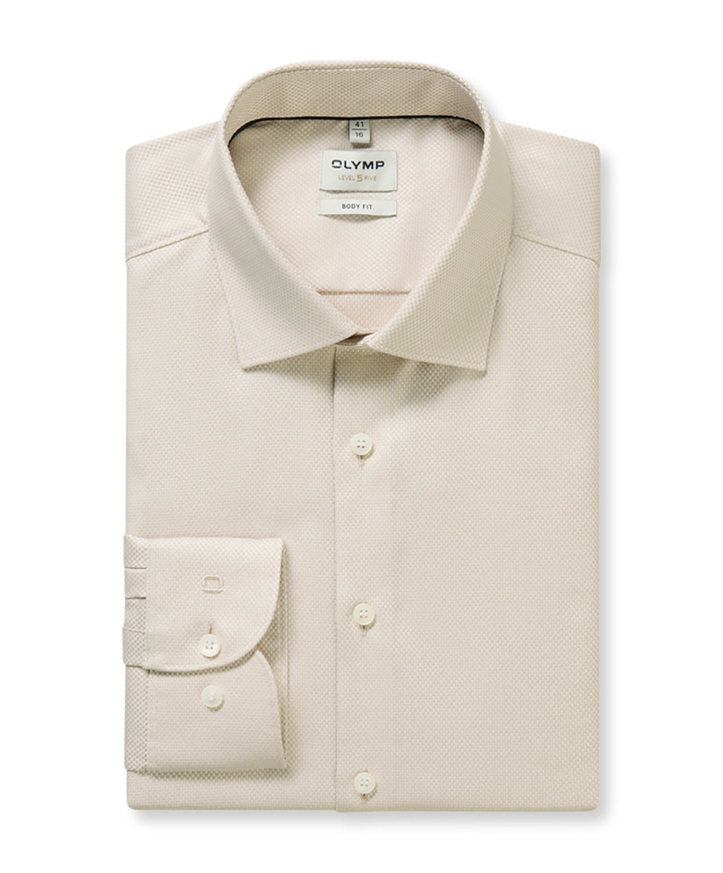 Heren overhemd lange mouw beige