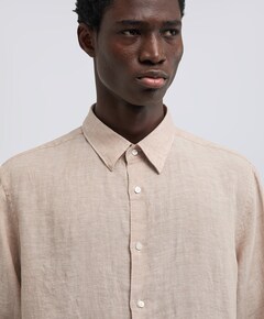 Heren overhemd lange mouw beige