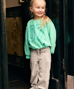 Denim Wide Fit Embossing meisjes jeans grijs
