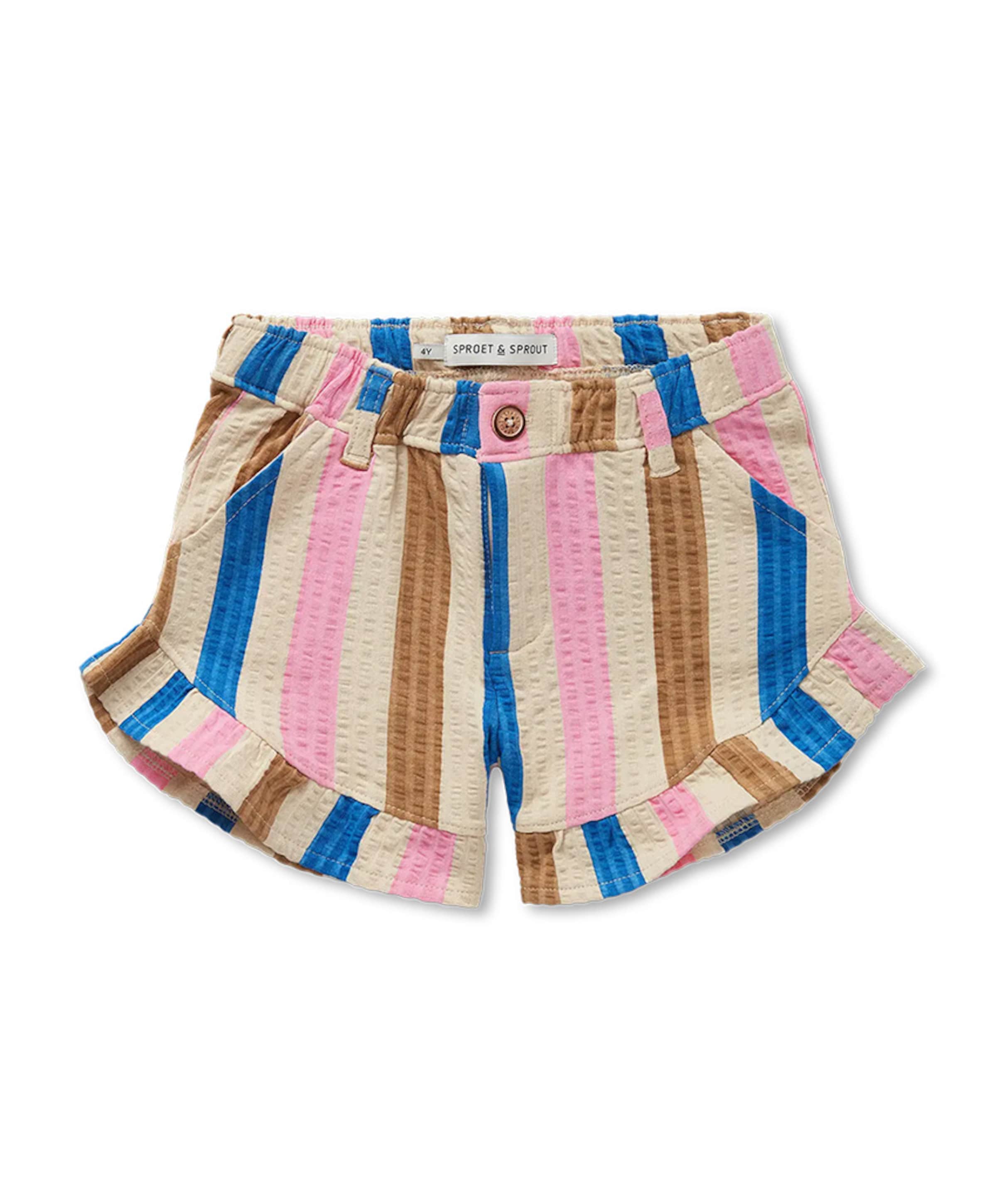 Ruffle stripe meisjes korte broek multicolor