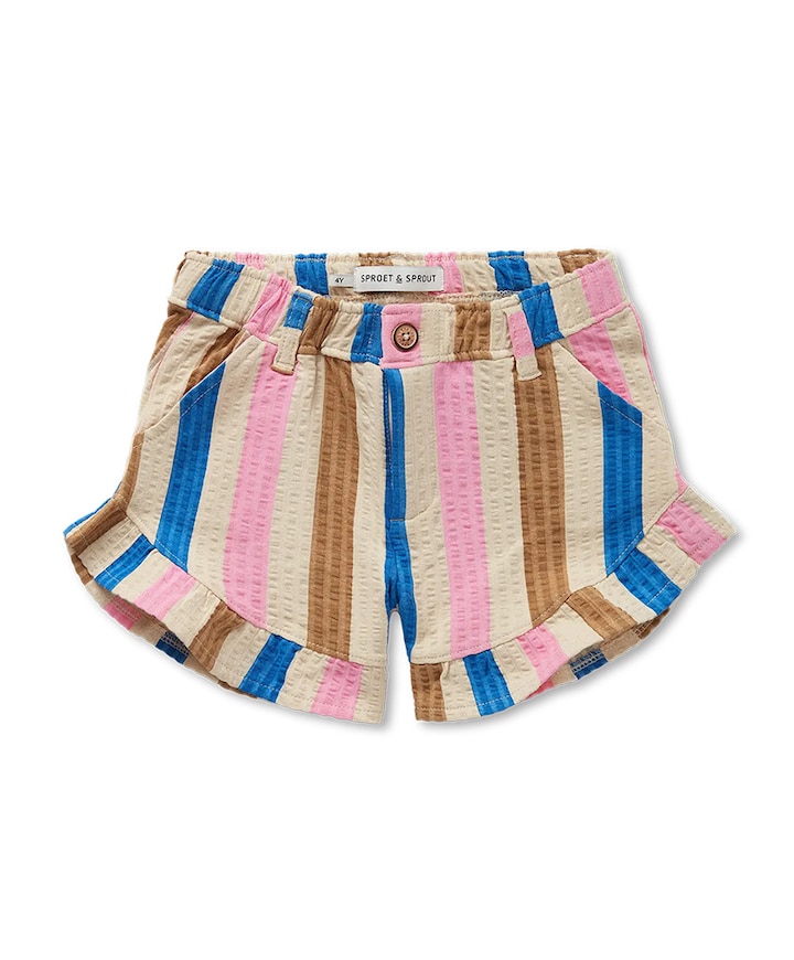 Ruffle stripe meisjes korte broek multicolor