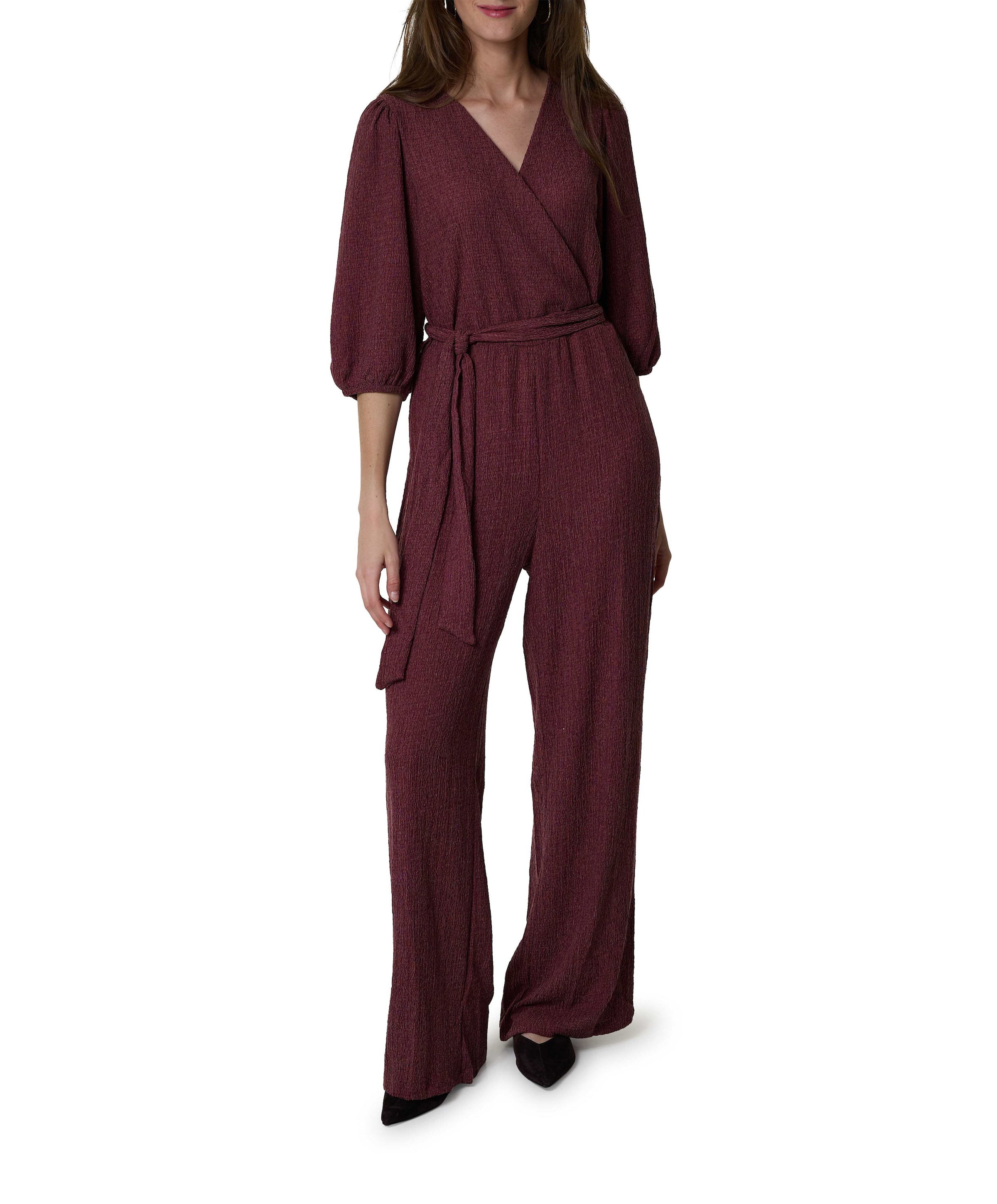 3/4 mouw jumpsuit bordeaux