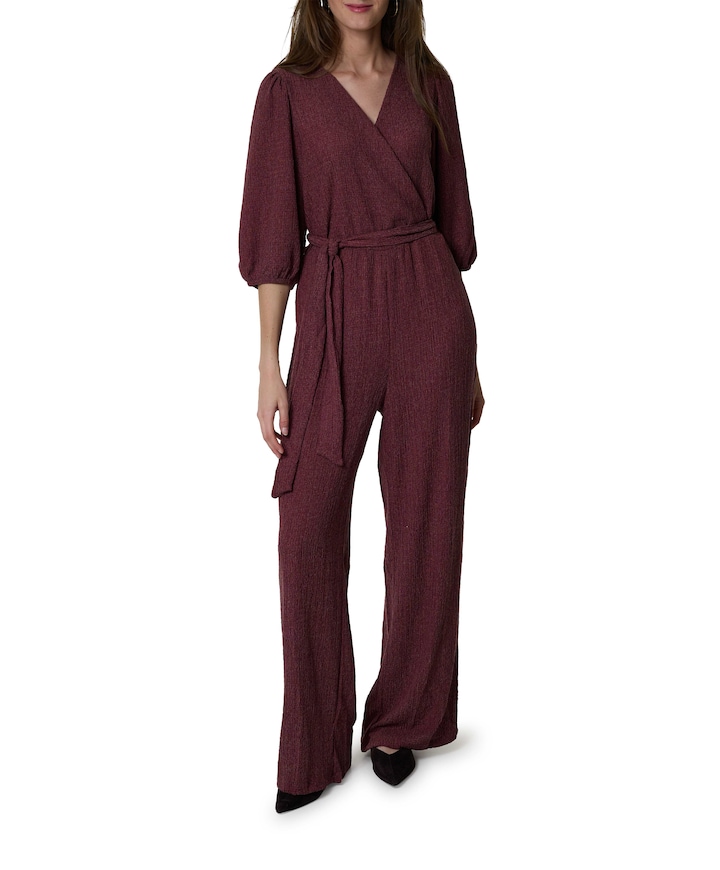 3/4 mouw jumpsuit bordeaux