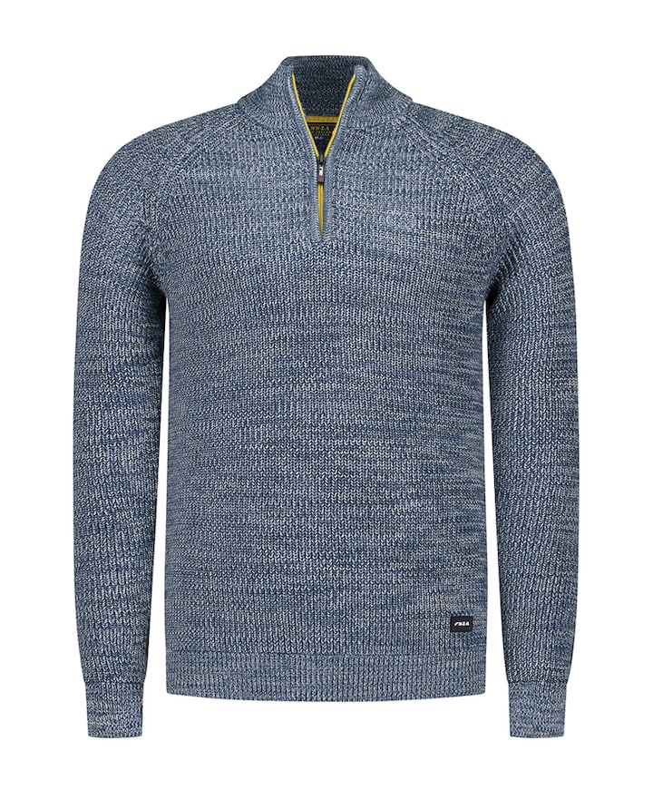 Heren trui met rits blauw