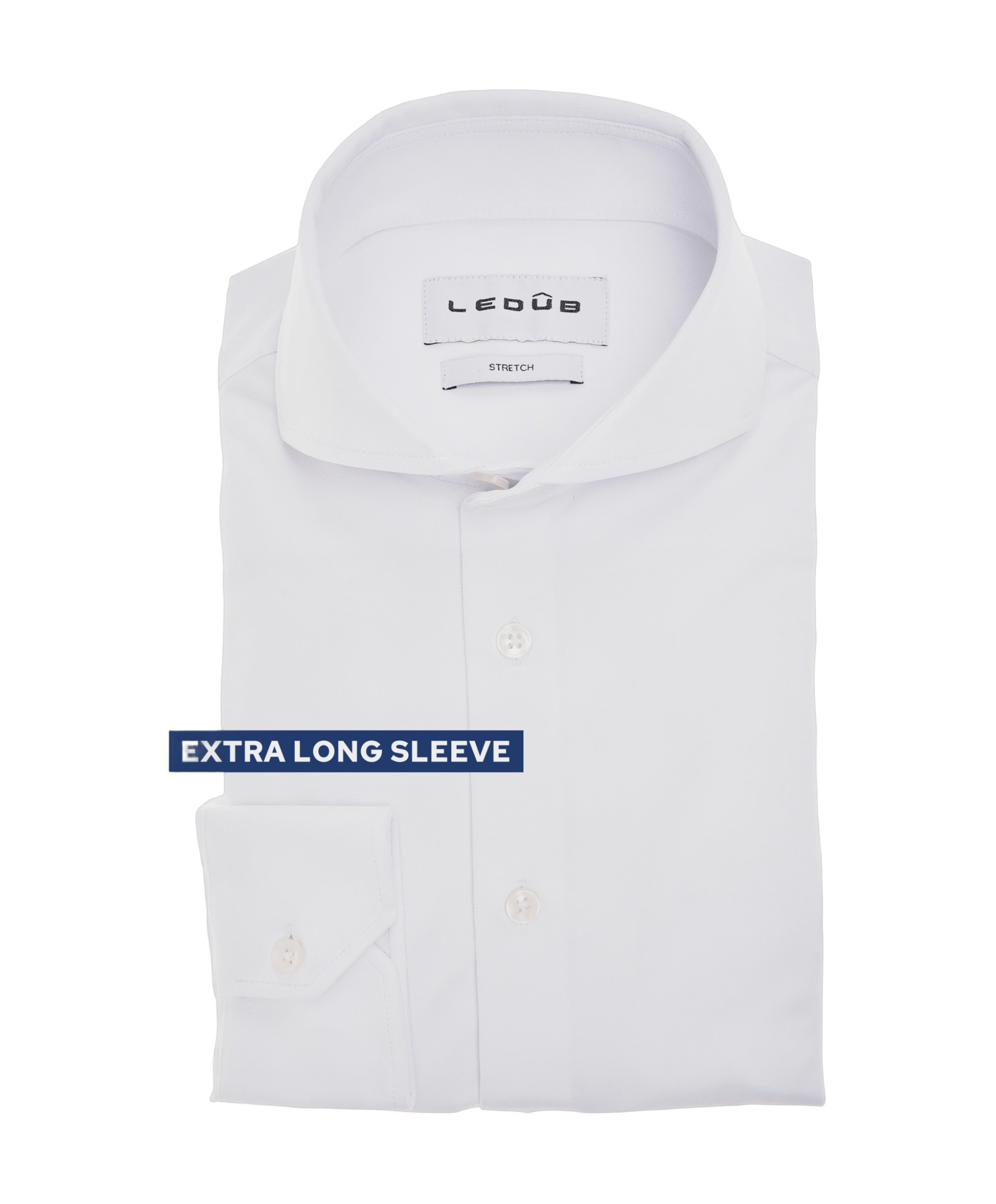 Heren overhemd extra lange mouw wit