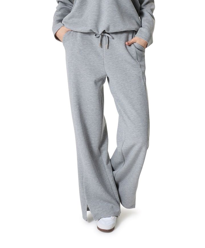 Regular length pants with straight wide leg dames broek grijs