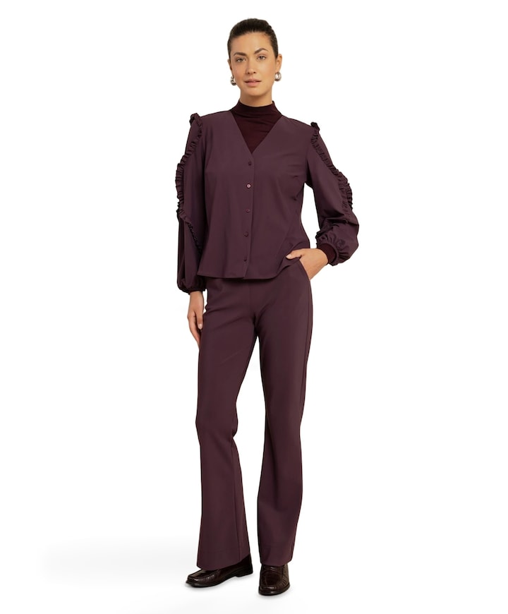 Flair bonded dames broek bordeaux