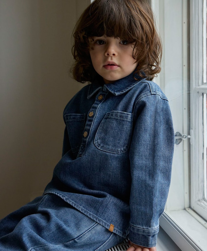 Meisjes blouse lange mouw blauw