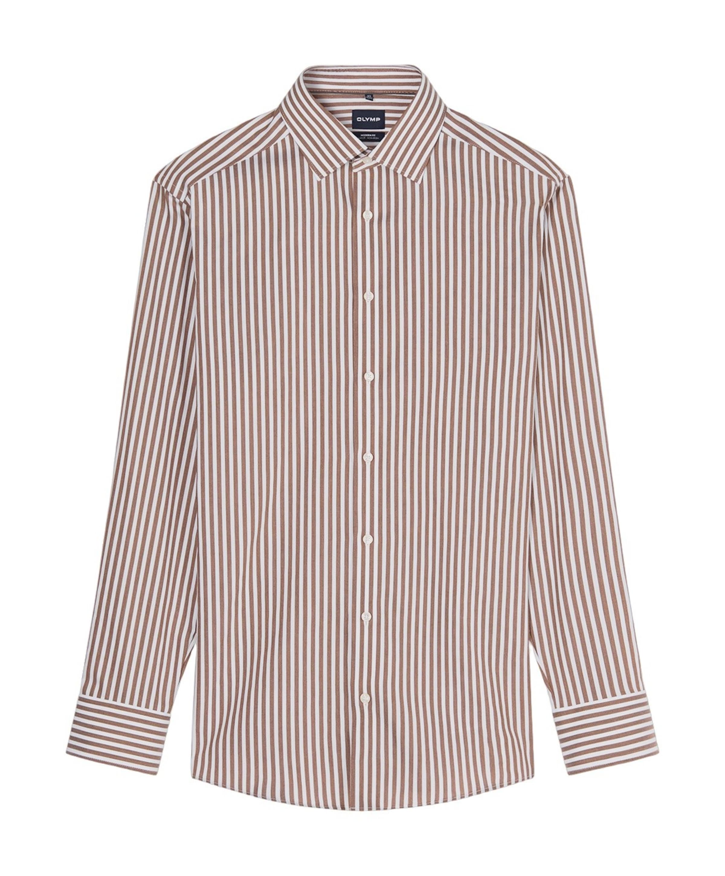 Heren overhemd lange mouw beige