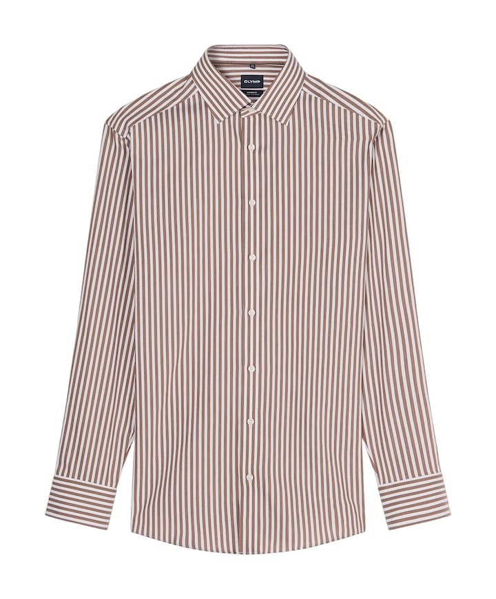 Heren overhemd lange mouw beige