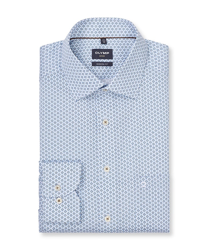 Heren overhemd lange mouw blauw