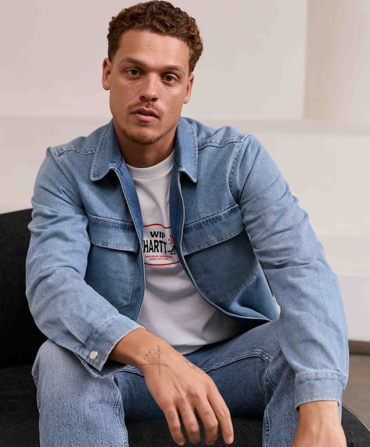 Heren overshirt blauw