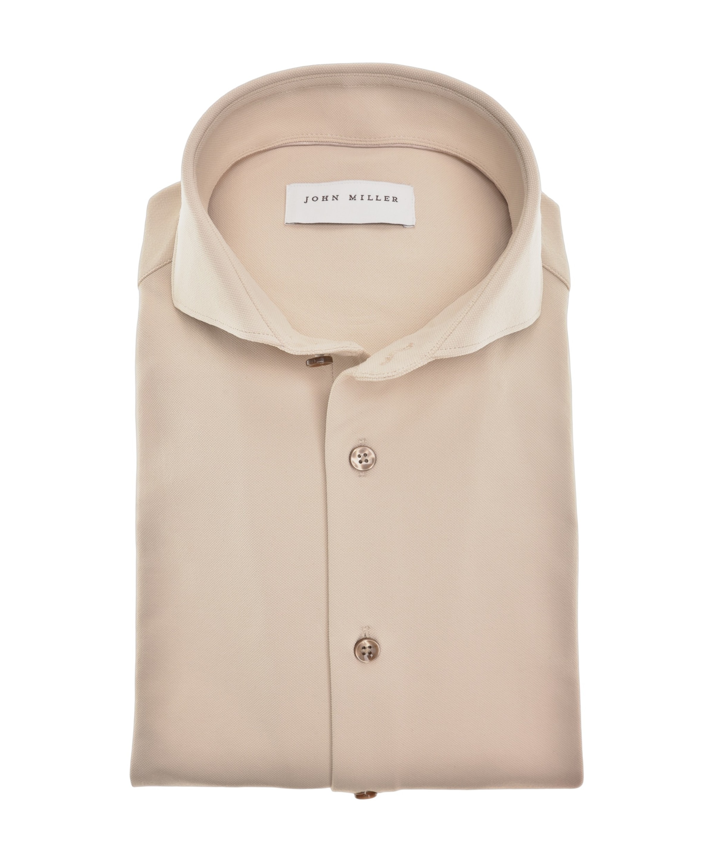 Heren overhemd lange mouw beige