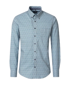 Heren overhemd lange mouw blauw