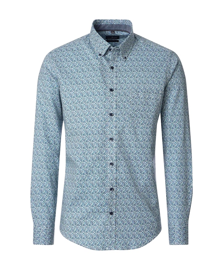 Heren overhemd lange mouw blauw