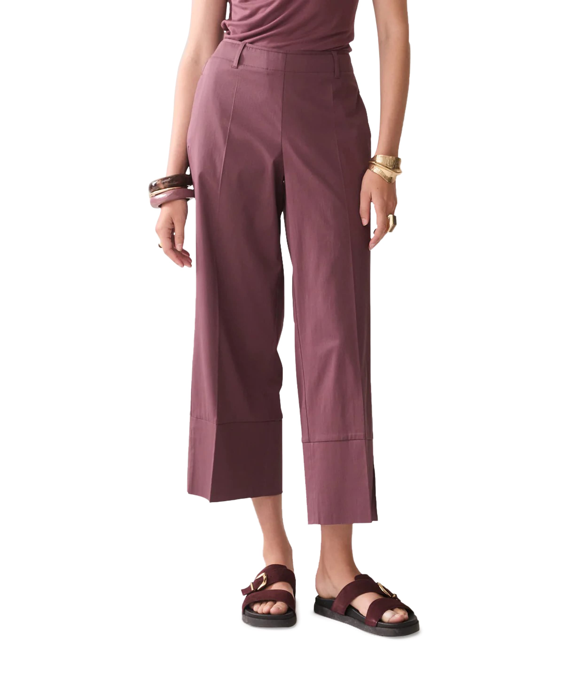 Cotton stretch dames broek bruin