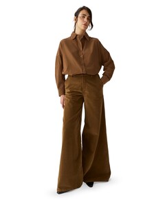 New Marlene 8104 Shiny Cord dames broek bruin