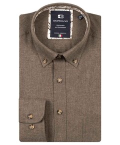 Heren overhemd lange mouw bruin