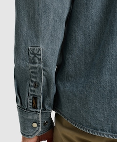 Heren overhemd lange mouw blauw