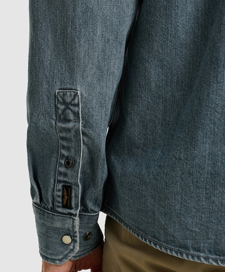 Heren overhemd lange mouw blauw