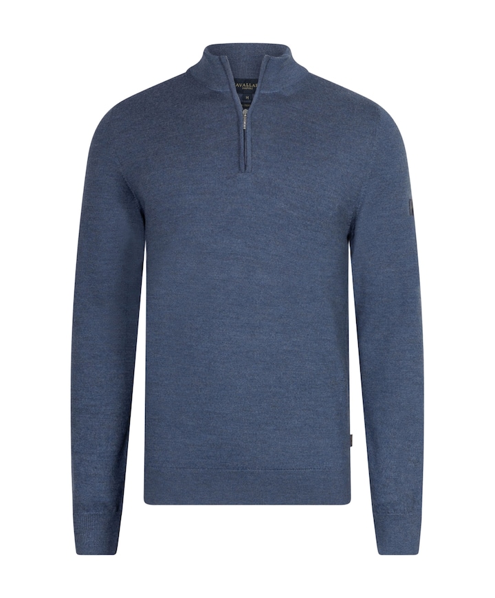 Heren trui met rits blauw