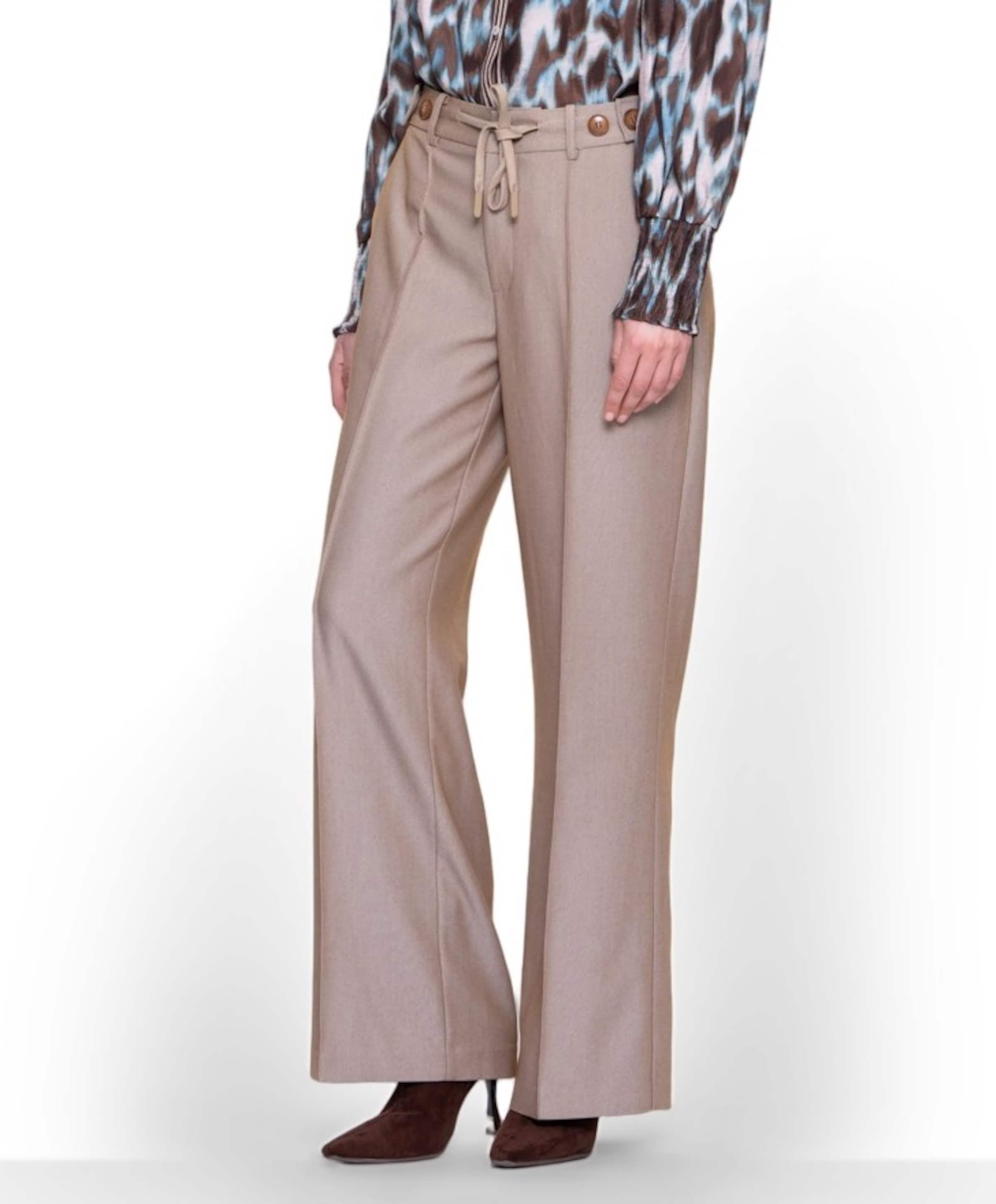Fancy waistband dames broek beige