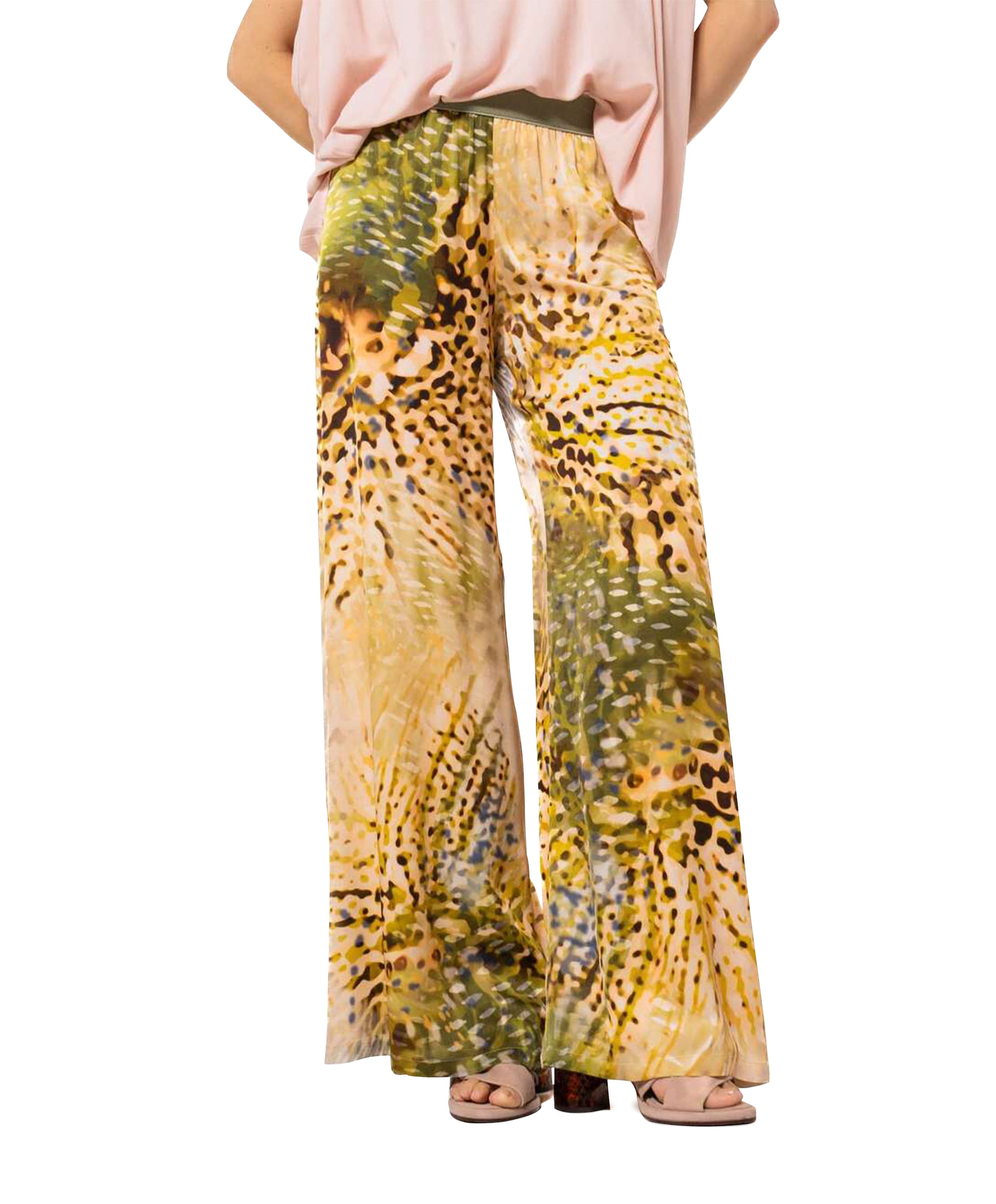 viscose bedrukt recht dames broek multicolor