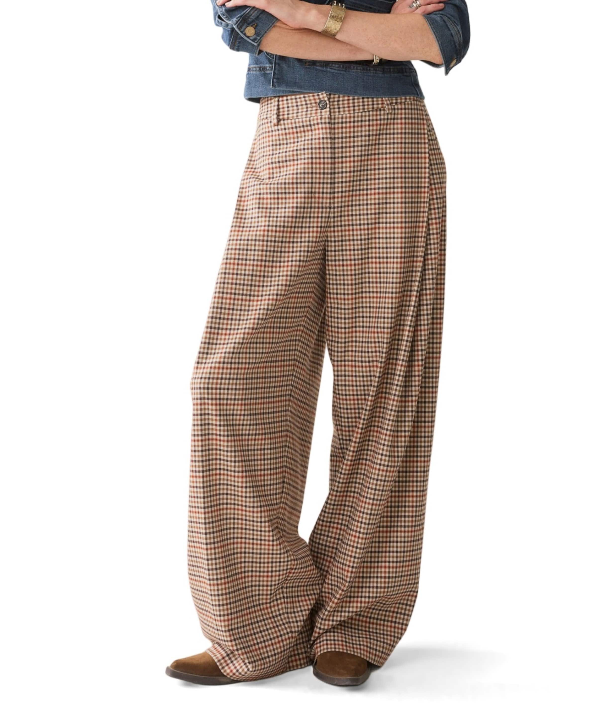 Check goji berry dames broek bruin