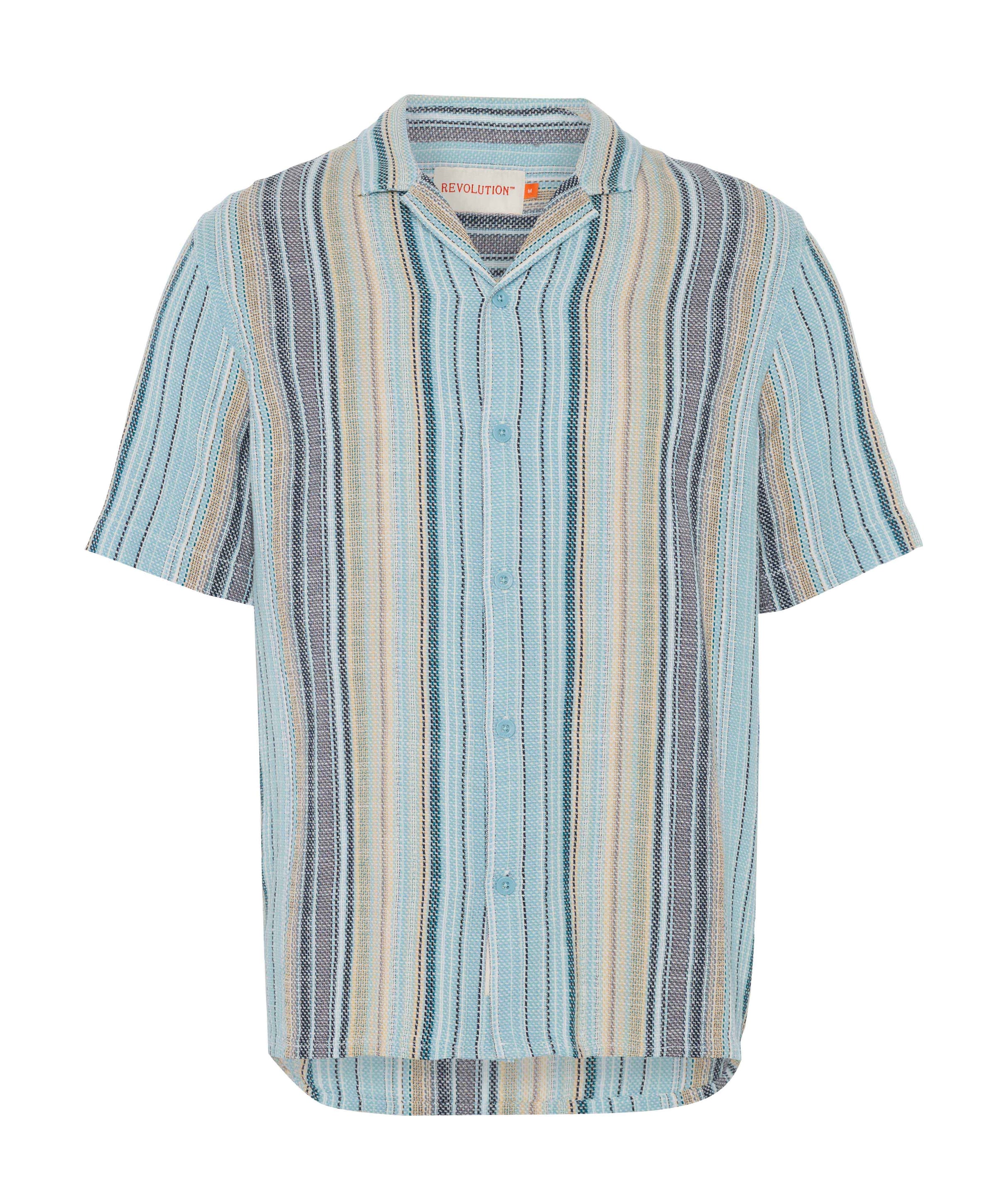 Heren overhemd korte mouw blauw
