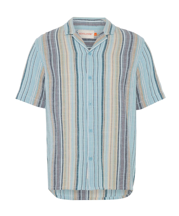 Heren overhemd korte mouw blauw