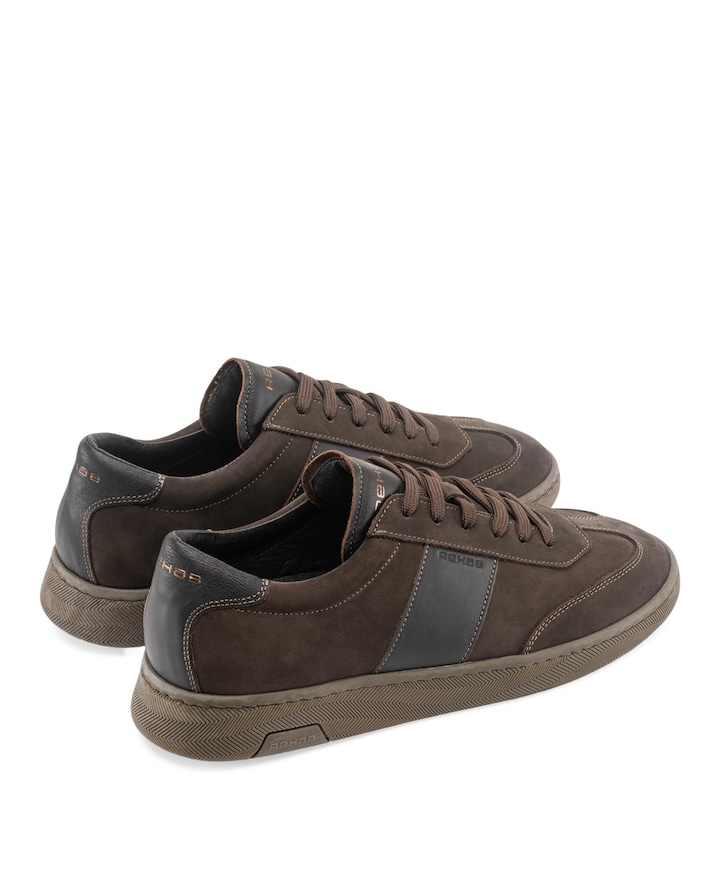 ZACK NUB LTHR heren sneakers bruin