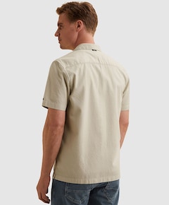 Heren overhemd korte mouw beige