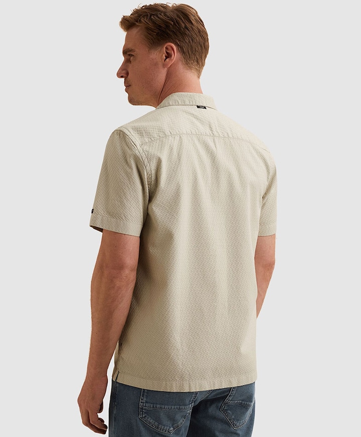 Heren overhemd korte mouw beige