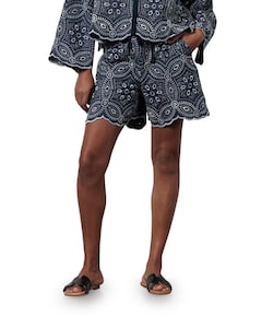 Noralie broderie korte broek blauw