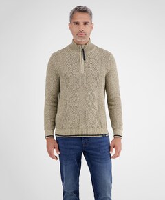 Heren trui met rits beige