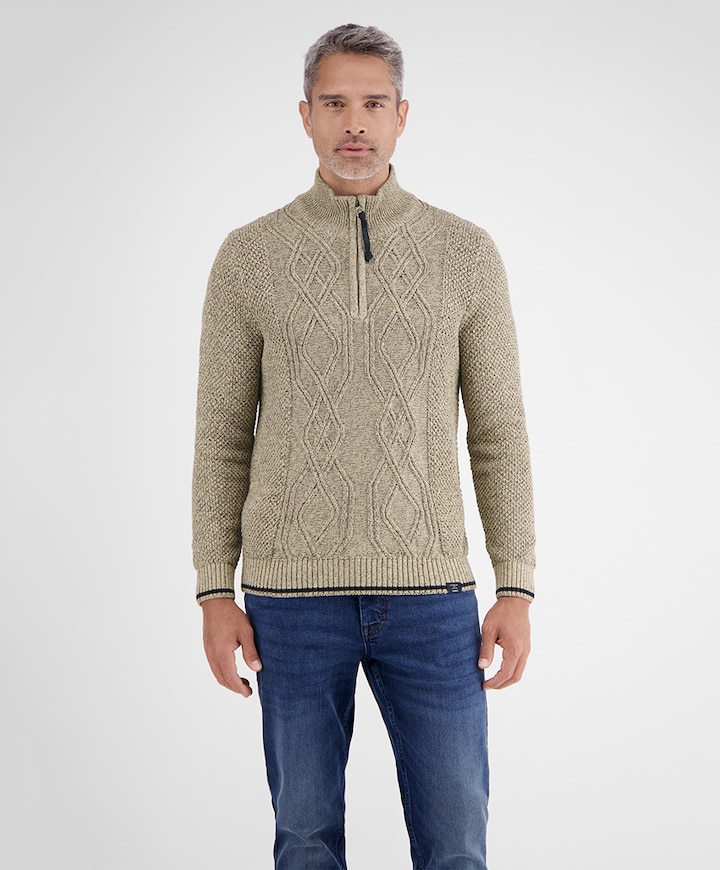 Heren trui met rits beige