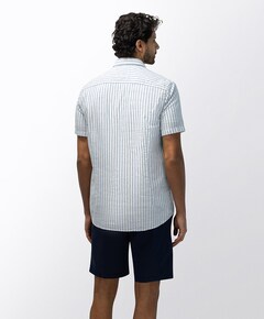 Heren overhemd korte mouw blauw