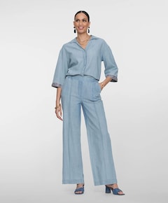 Pants chambray dames broek blauw