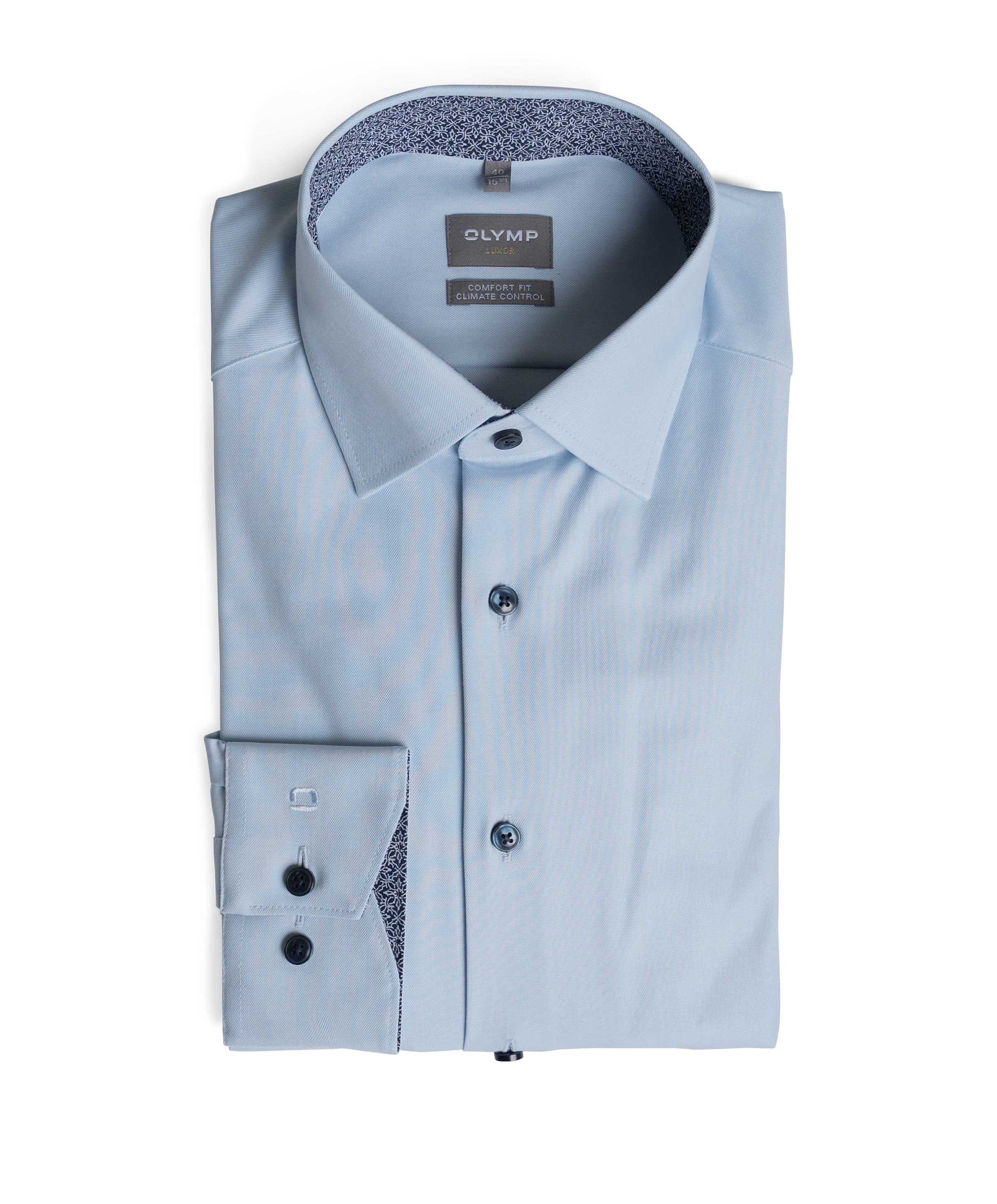 Heren overhemd lange mouw blauw