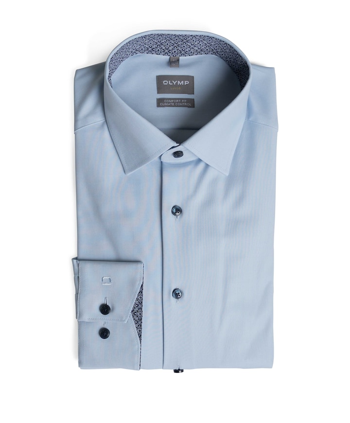 Heren overhemd lange mouw blauw