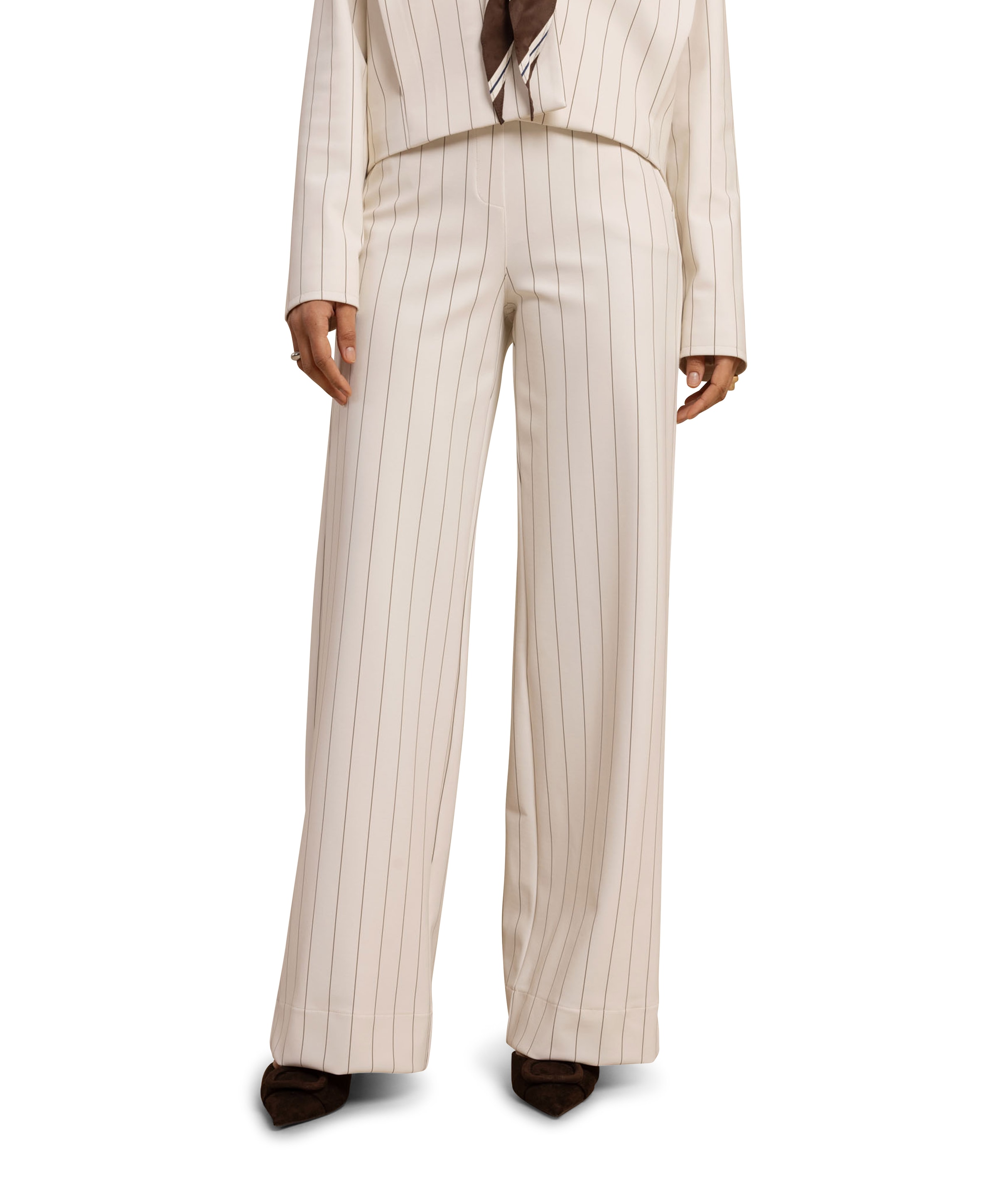 Lexie bonded pinstripe dames broek beige