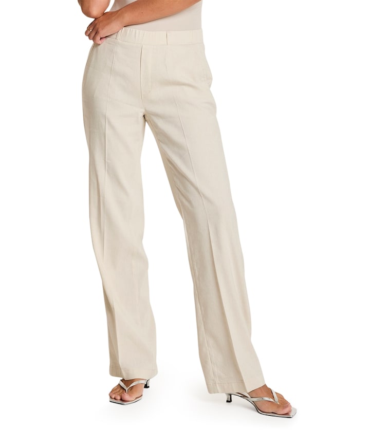 Hannah - Flowy Linen - 704 - Summer dames broek beige