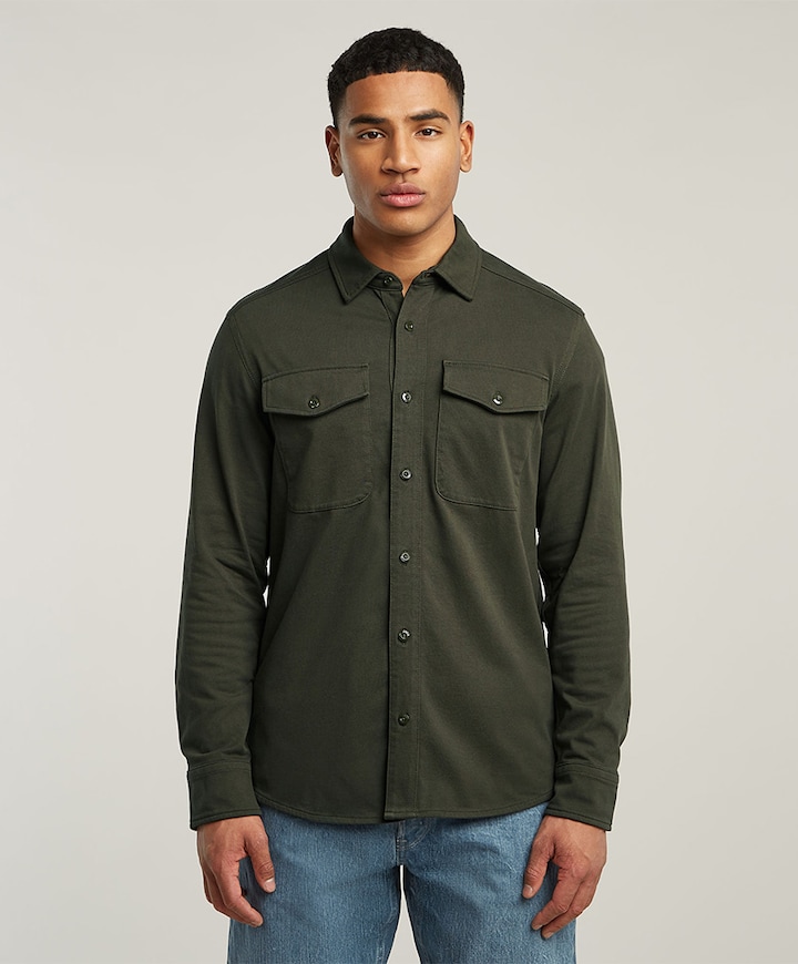 Heren overhemd lange mouw groen