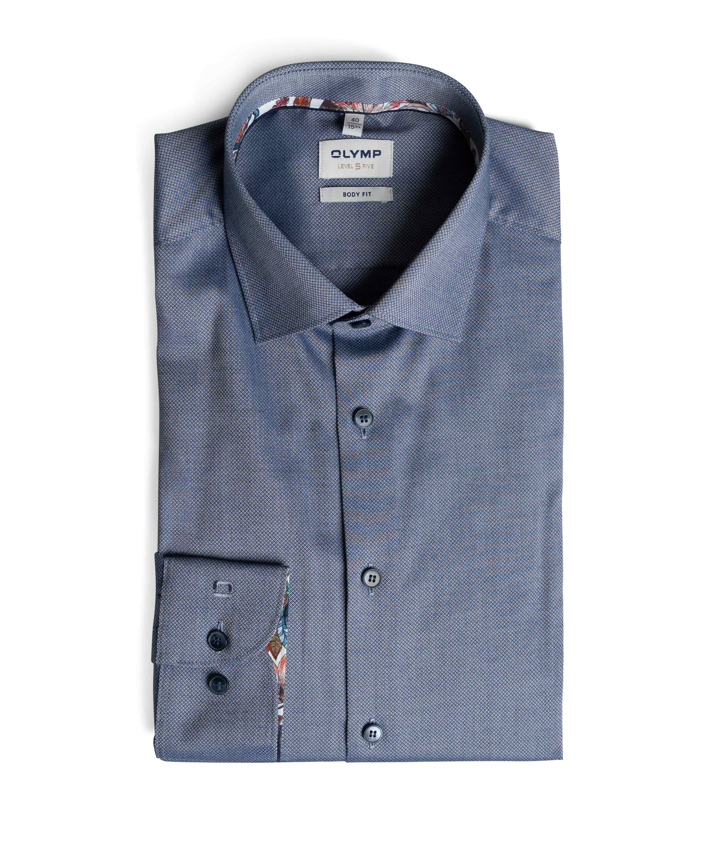 Heren overhemd lange mouw blauw