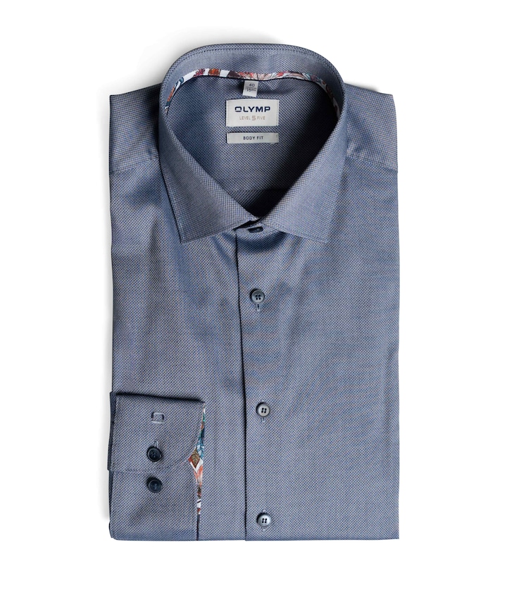 Heren overhemd lange mouw blauw