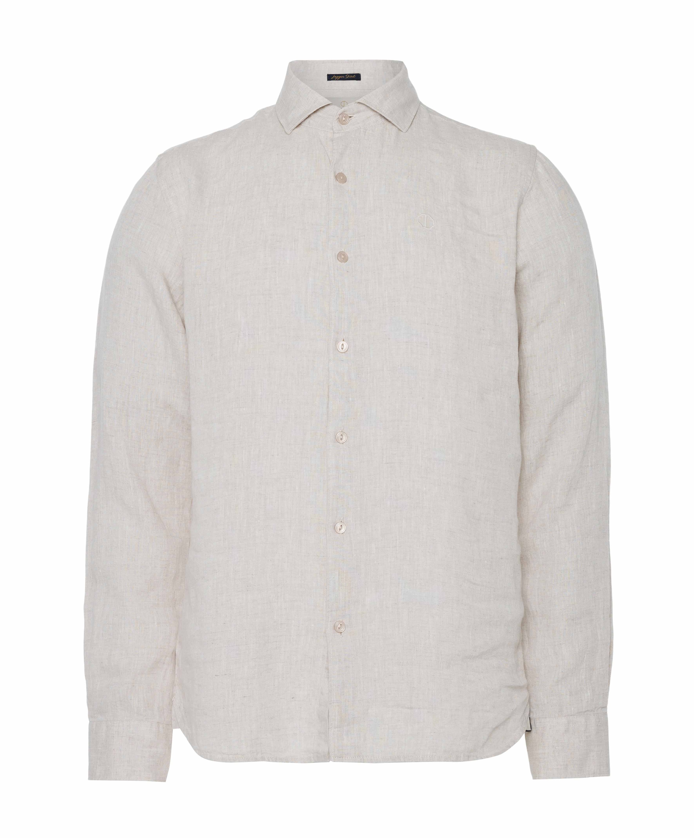 Heren overhemd lange mouw beige