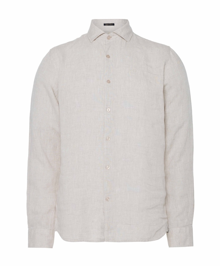 Heren overhemd lange mouw beige