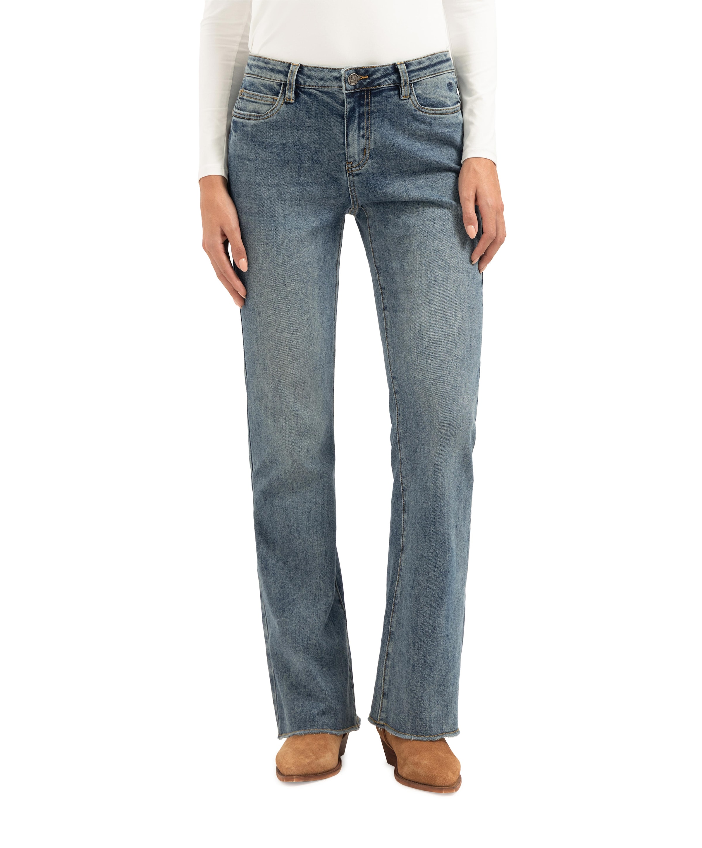Florez flared dames jeans blauw