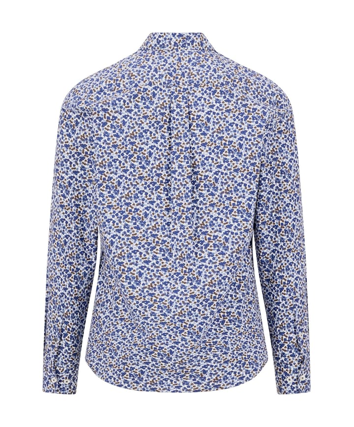Heren overhemd lange mouw blauw