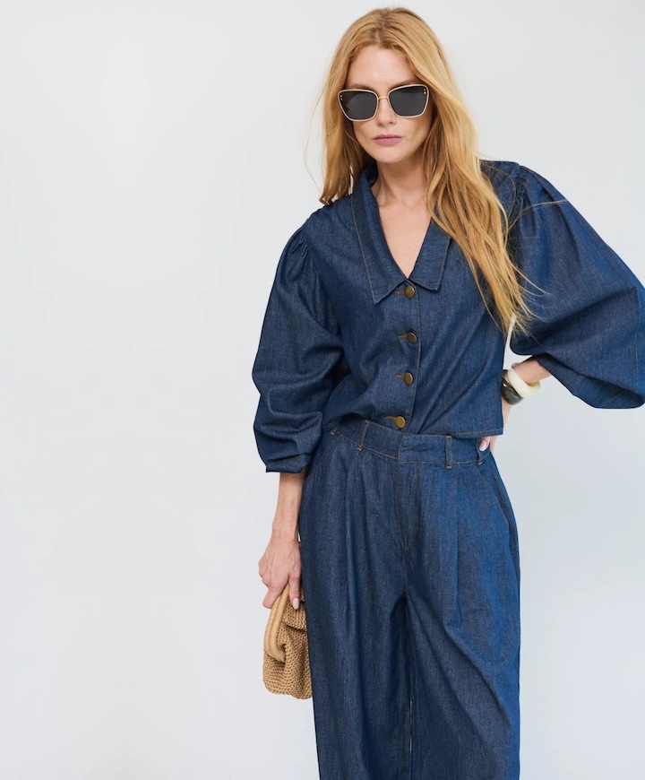 Dames blouse blauw